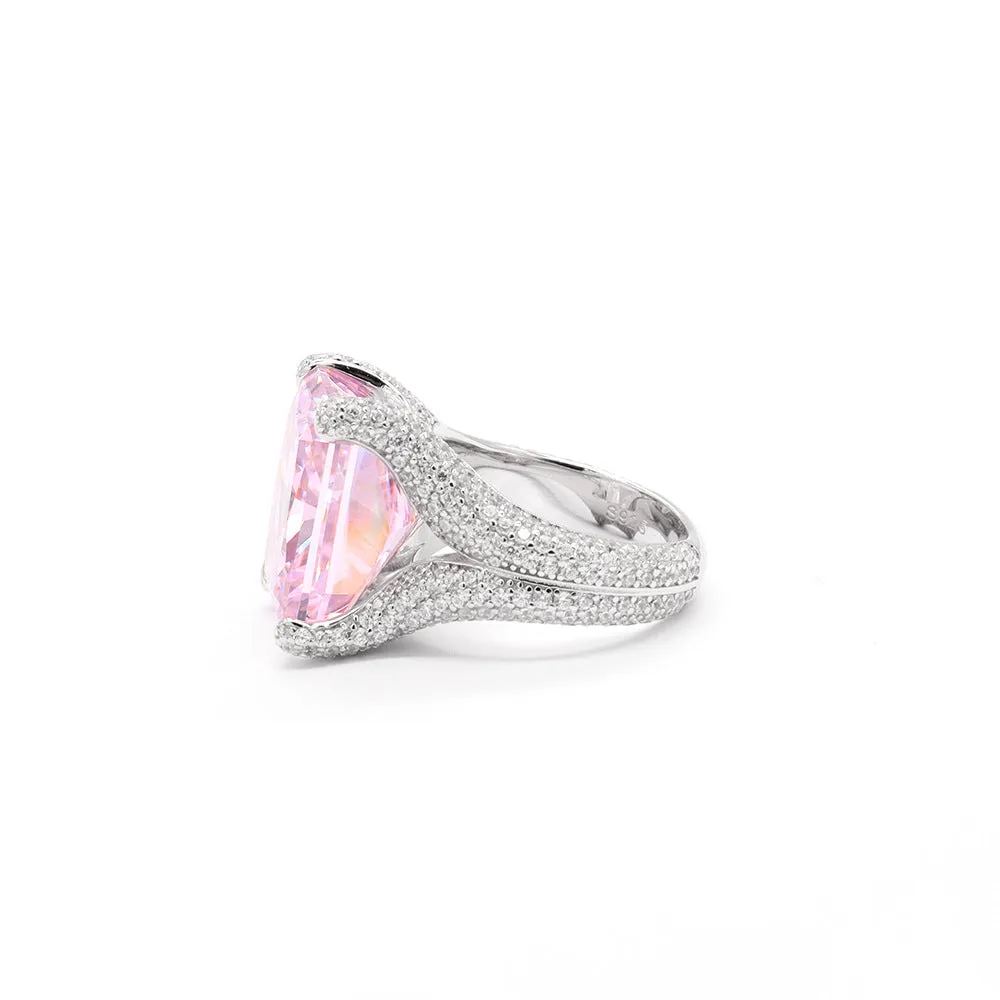Brilliant Pink Ice Flower Cut High Carbon Diamond Ring