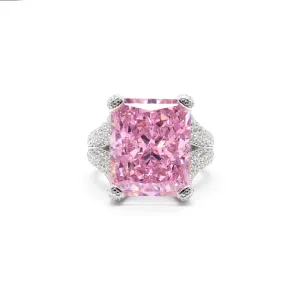 Brilliant Pink Ice Flower Cut High Carbon Diamond Ring