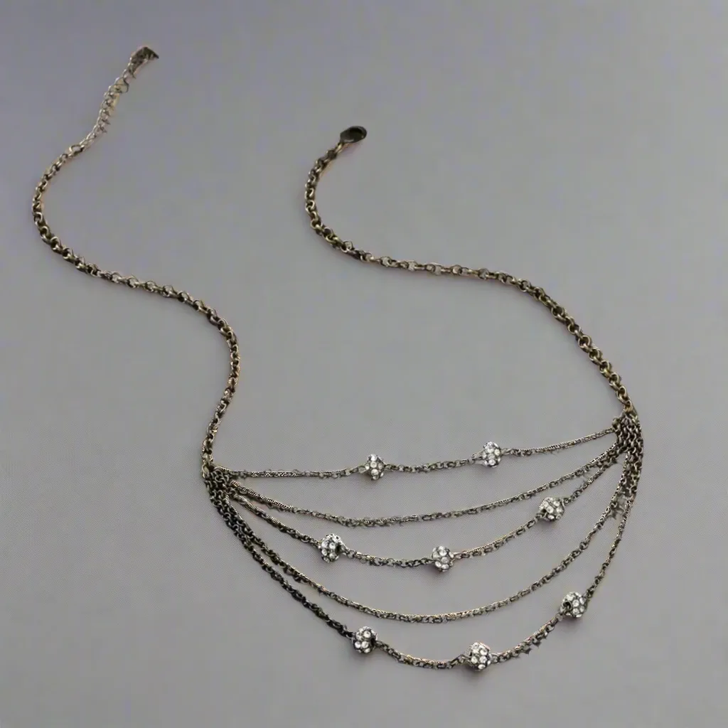 Bronze Rhinestone Layered Necklace
