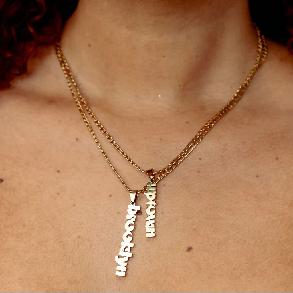 'Brooklyn' or 'Uptown' 18k Gold Nameplate Necklaces