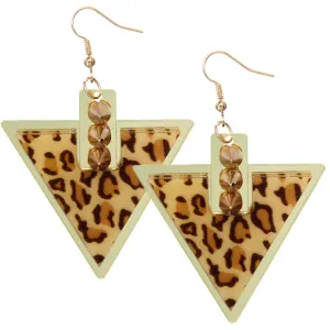 Brown Inverted Triangle Mirrored Spike Earrings