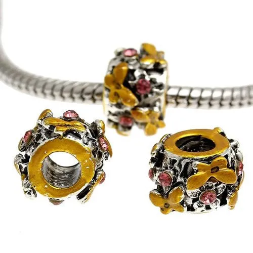 Butterfly Carved Charm European Bead Compatible for Most European Snake Chain Bracelet