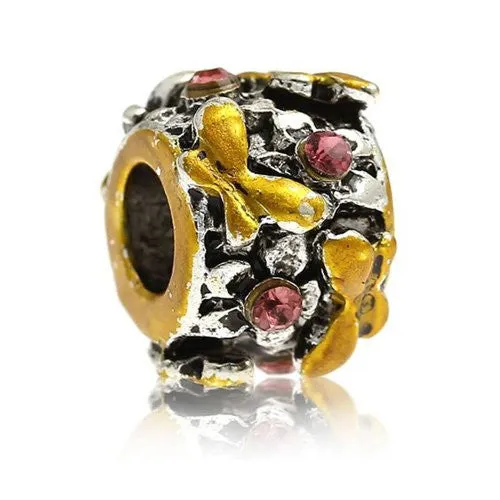 Butterfly Carved Charm European Bead Compatible for Most European Snake Chain Bracelet