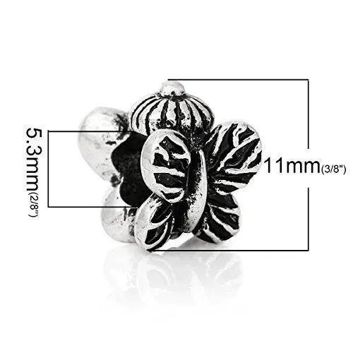 Butterfly Charm Bead European European Bead Compatible for Most European Snake Chain Charm Bracelet