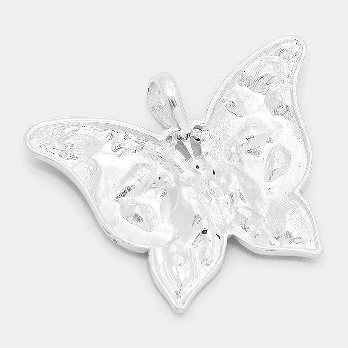 Butterfly Rhinestone Pendant Earrings Set