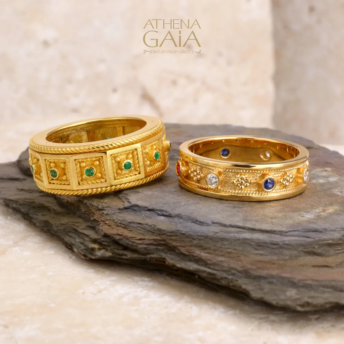 Byzantine Embroidery Narrow Band Ring