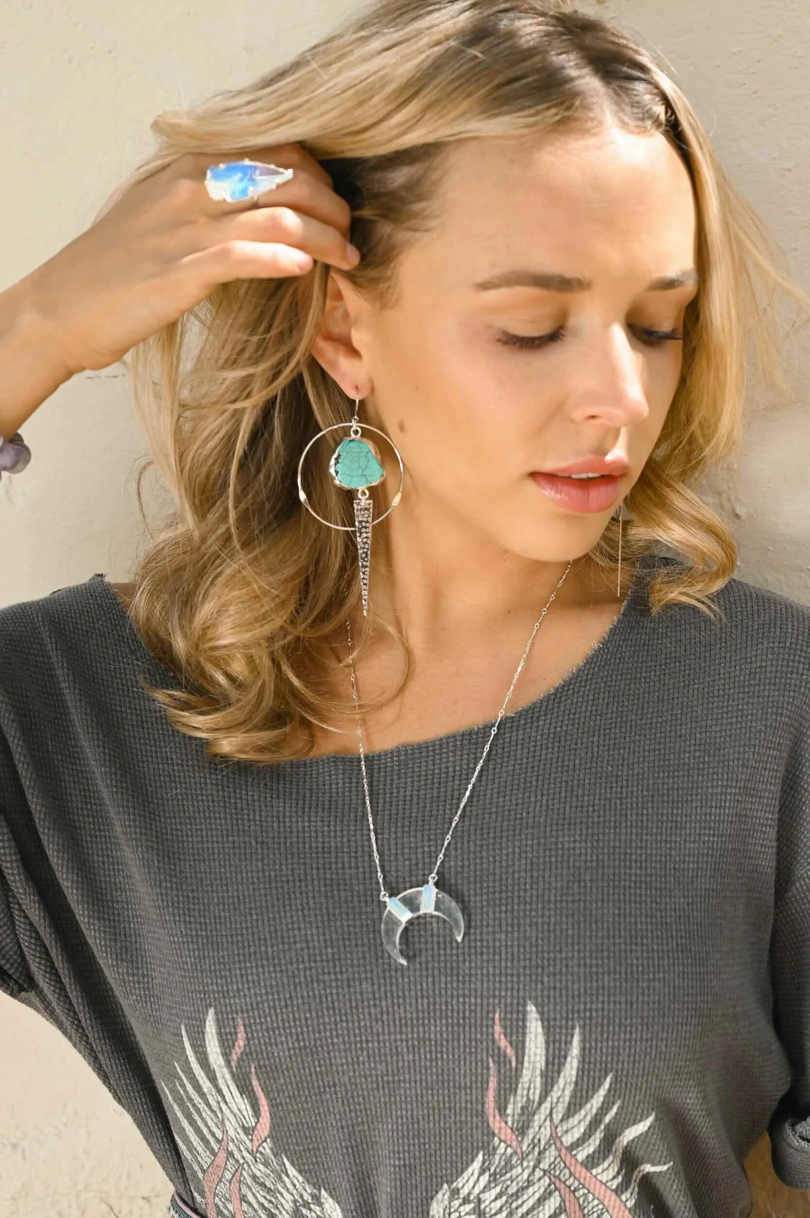 Calming Energy Howlite Spike Earrings