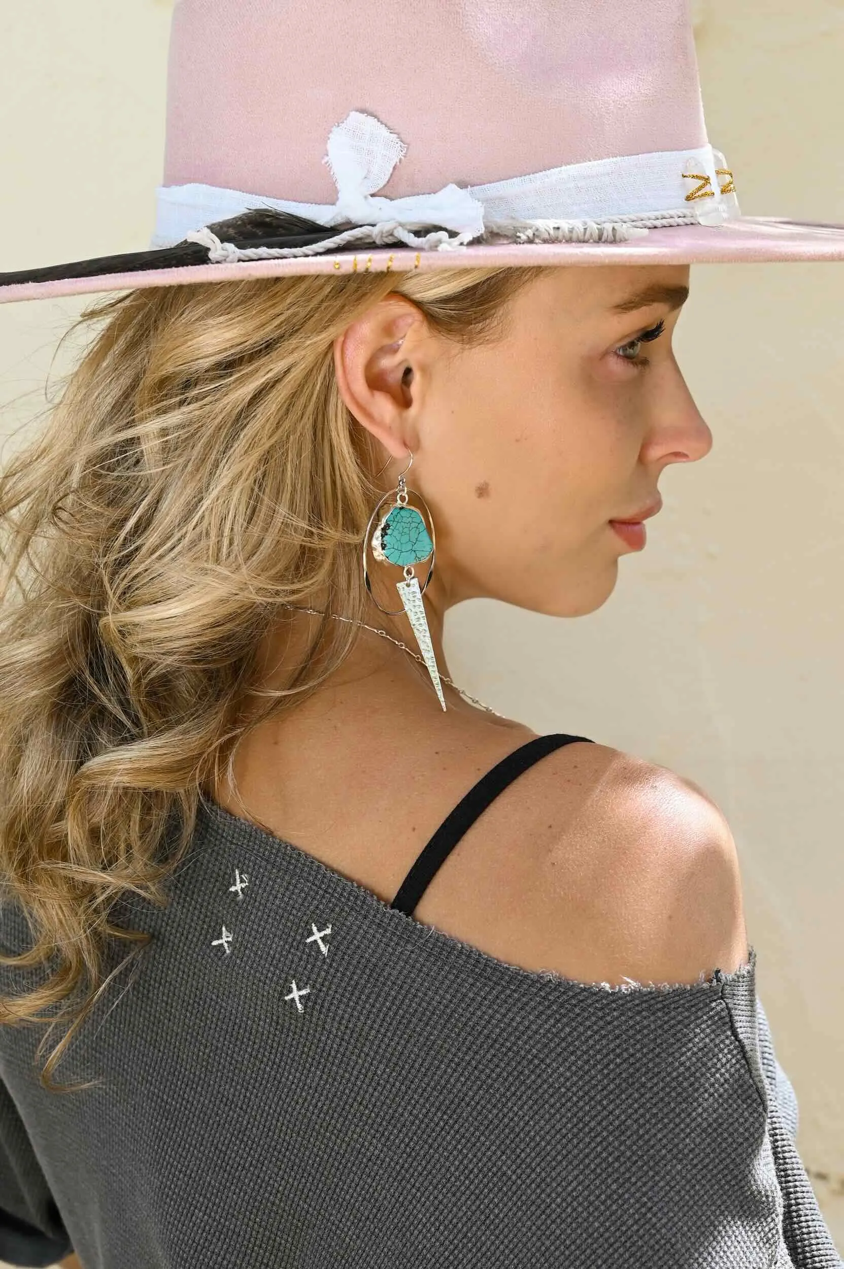 Calming Energy Howlite Spike Earrings