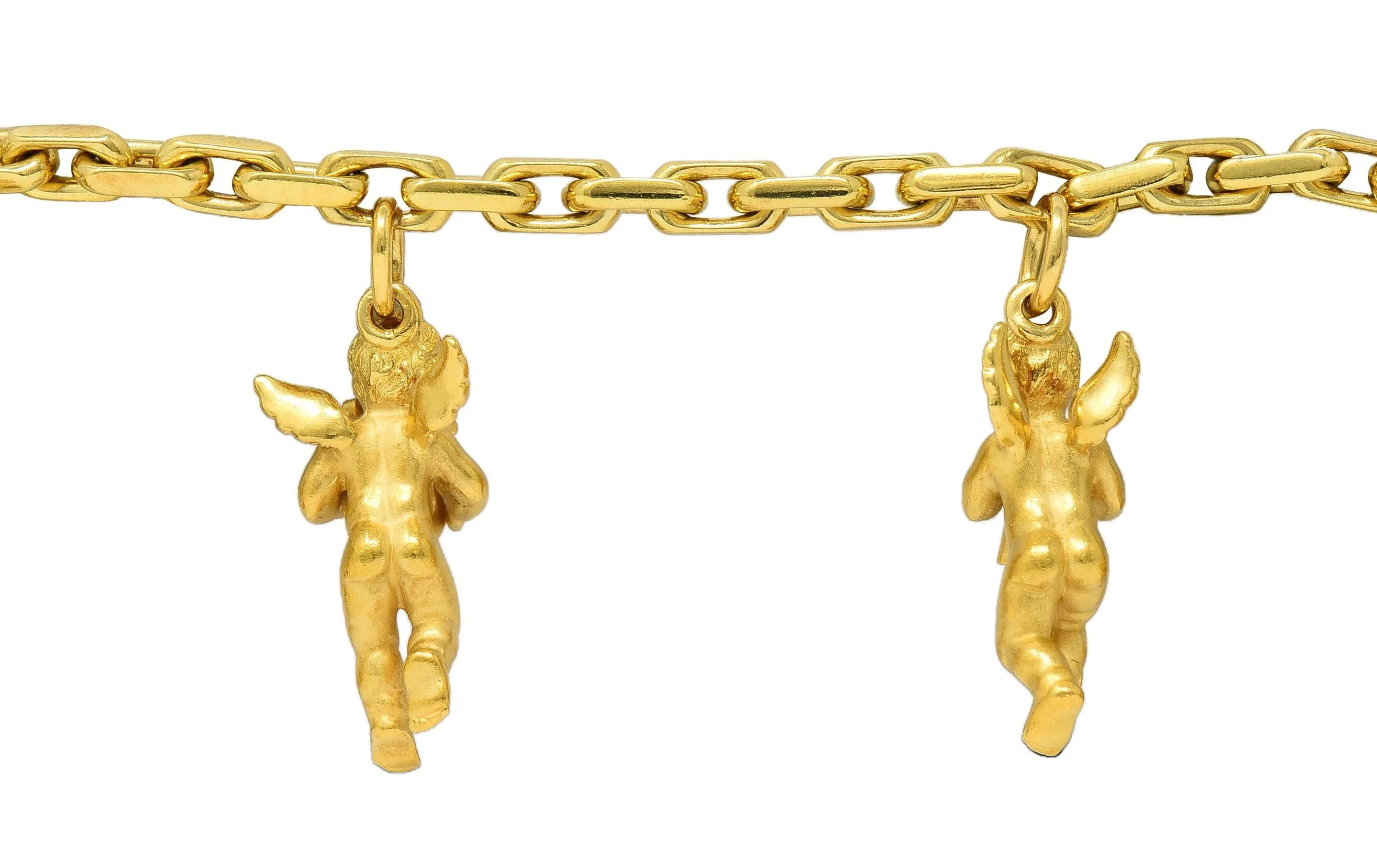 Carrera Y Carrera 1990's 18 Karat Yellow Gold Vintage Musical Cherub Charm Bracelet