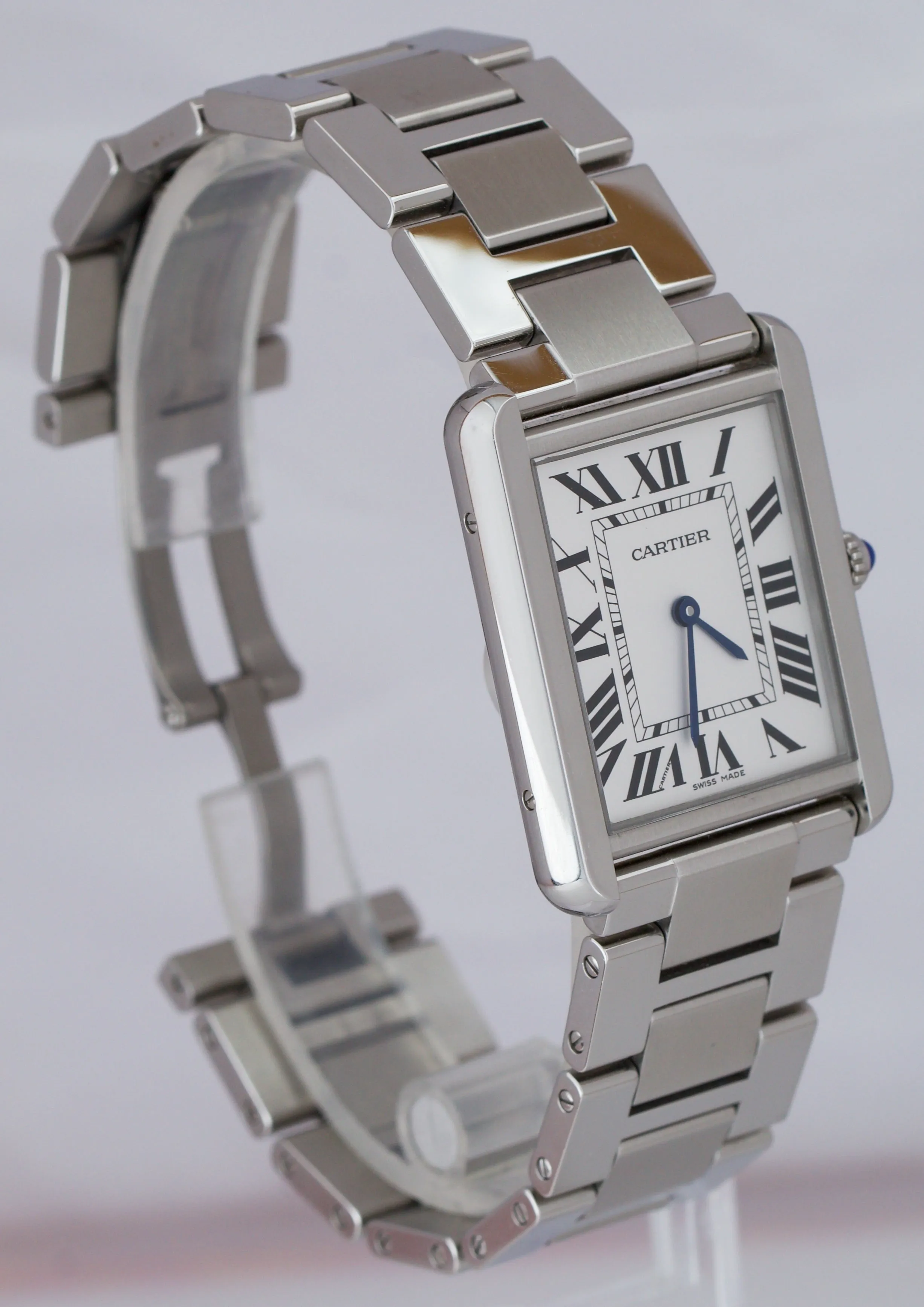 Cartier Tank Solo Large Stainless Steel Roman Quartz Date 3169 / W5200014 Watch