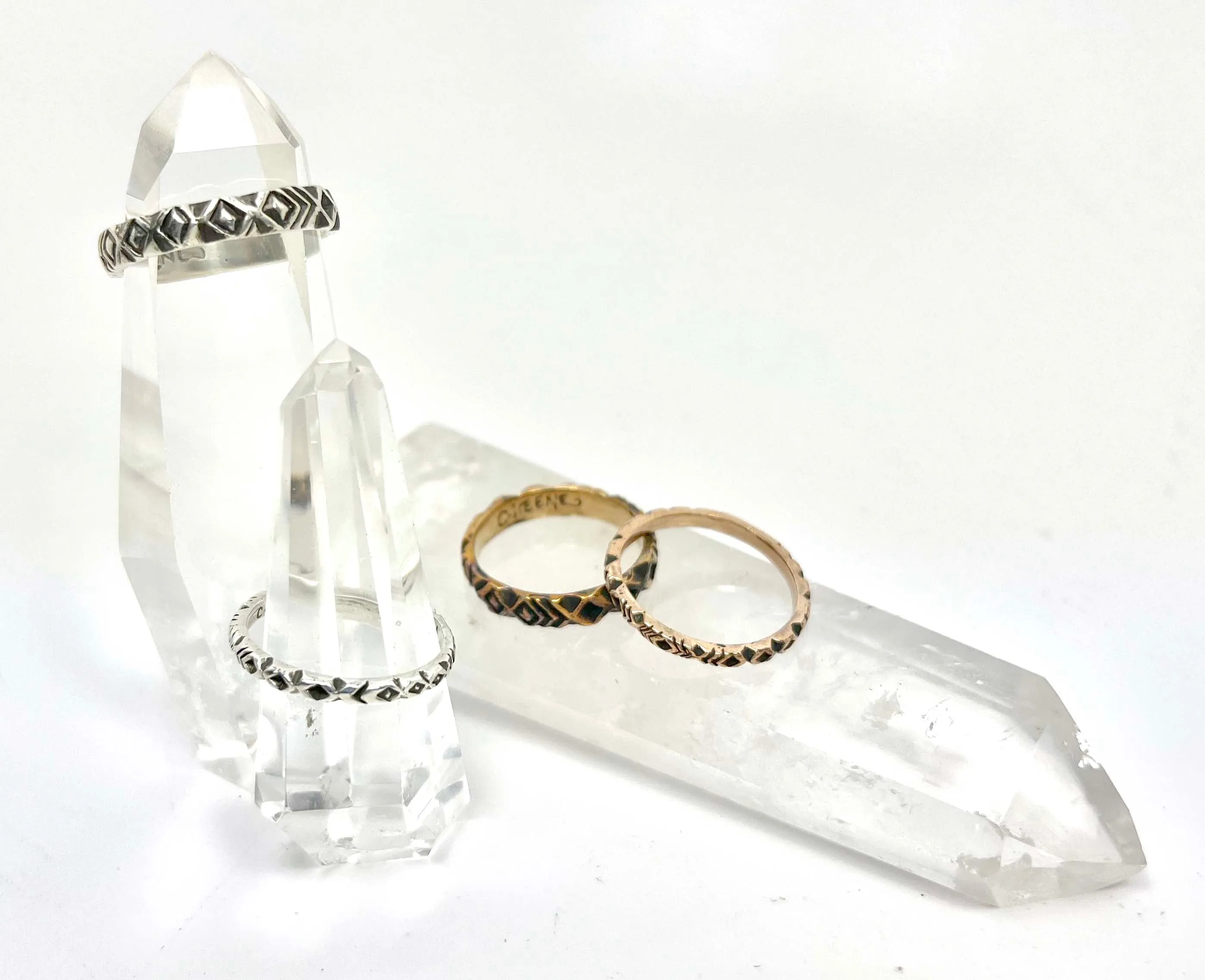 Carved Pinnacle Ring- Thin   Thick