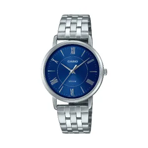 Casio Enticer Silver Stainless Steel Blue Dial Quartz Watch for Ladies - CASIO LTP-B110D-2AVDF
