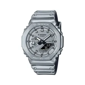 Casio G-Shock Fine Metallic Series GM-2100YM-8A Men Analog-Digital Watch Silver Stainless Steel Strap