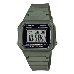 Casio Green Resin Strap Black Dial Quartz Watch for Gents - W-217H-3AVDF
