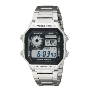 Casio Illuminator Silver Stainless Steel Silver Dial Quartz Watch for Gents - CASIO AE-1200WHD-1AVDF