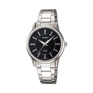 Casio Silver Stainless Steel Black Dial Quartz Watch for Gents - LTP-1303D-1AVDF