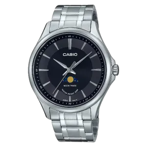 Casio Silver Stainless Steel Black Dial Quartz Watch for Gents - MTP-M100D-1AVDF