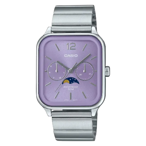 Casio Silver Stainless Steel Purple Dial Quartz Watch for Gents - MTP-M305D-6AVDF