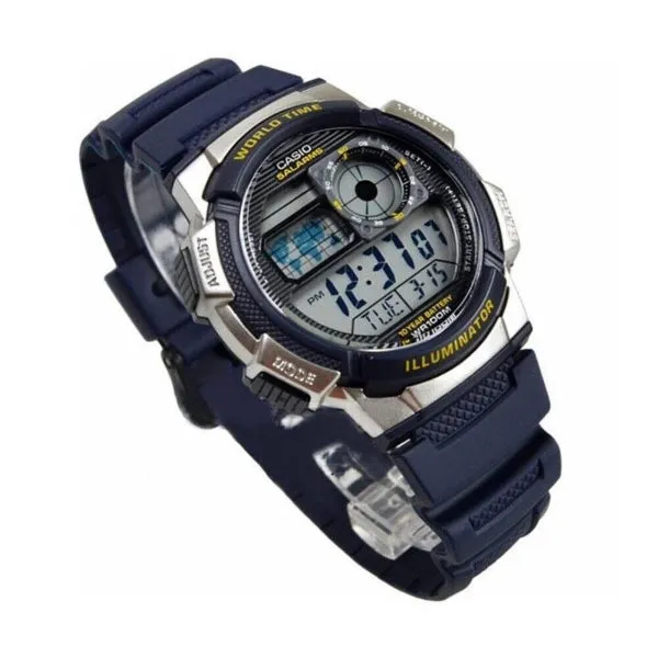 Casio Youth Blue Silicone Strap Black Dial Quartz Watch for Gents - AE-1000W-2AVDF