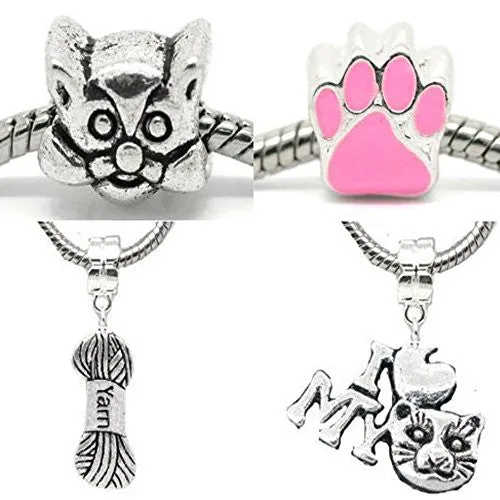 Cat Lovers Charm Beads For Snake Chain Bracelet