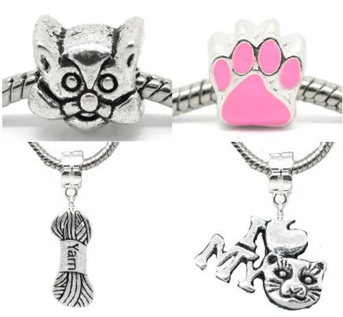 Cat Lovers Charm Beads For Snake Chain Bracelet