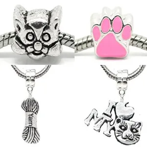 Cat Lovers Charm Beads For Snake Chain Bracelet