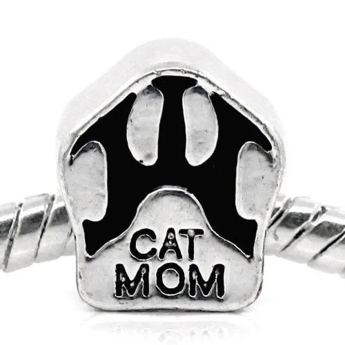 Cat Mom Paw Bead Spacer for Snake Chain Charm Bracelet