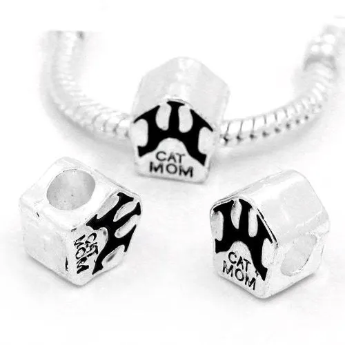 Cat Mom Paw Bead Spacer for Snake Chain Charm Bracelet