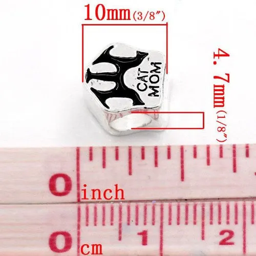 Cat Mom Paw Bead Spacer for Snake Chain Charm Bracelet