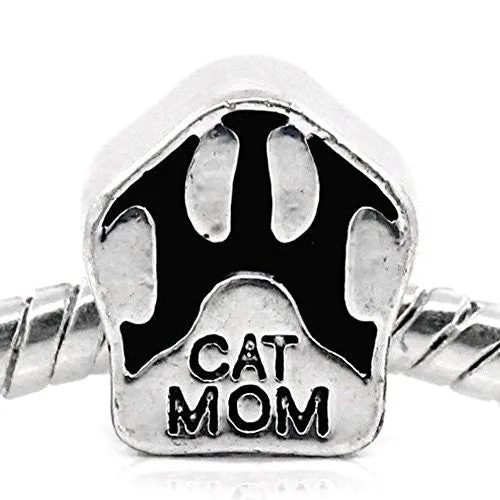 Cat Mom Paw Bead Spacer for Snake Chain Charm Bracelet