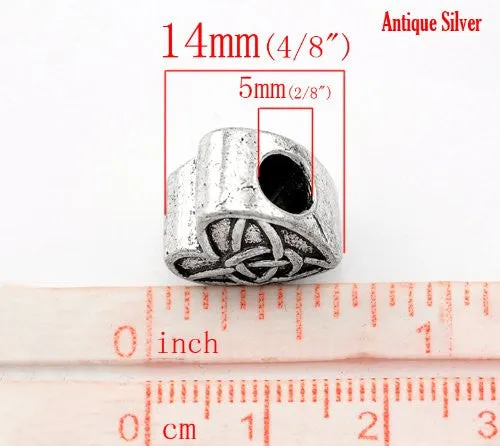 Celtic Knot Triquetra Heart Charm Spacer European Bead Compatible for Most European Snake Chain Bracelet