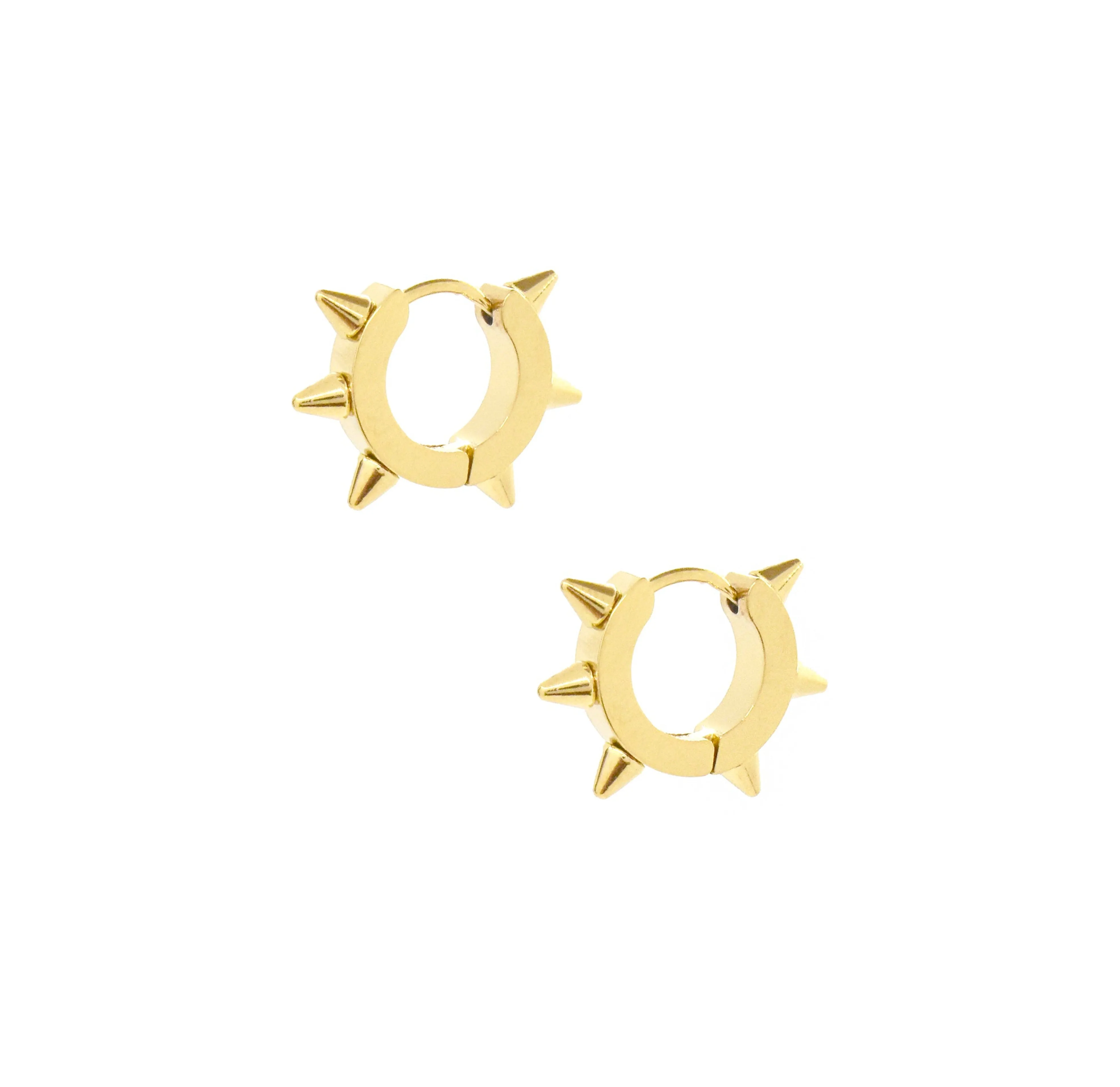 CHANTEL SPIKE GOLD HUGGIE EARRINGS