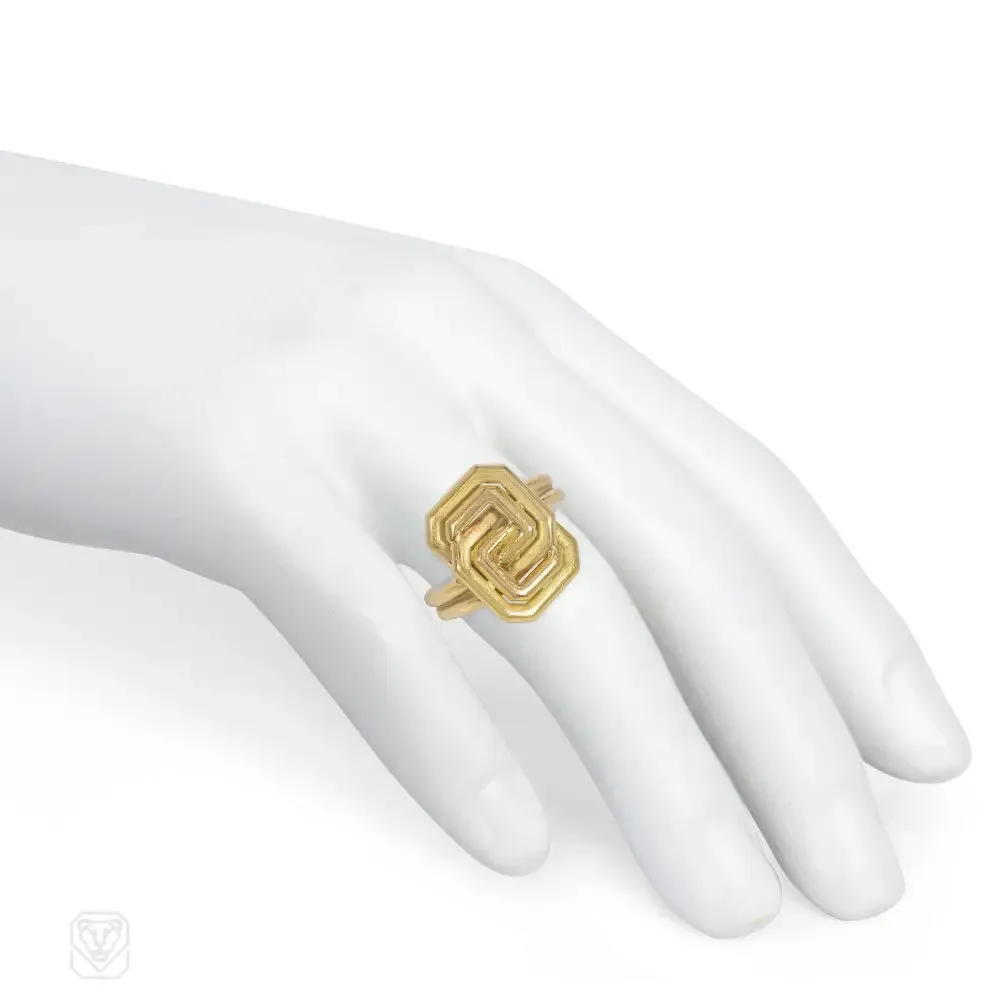 Chaumet, Paris 1970s gold interlocking bypass ring