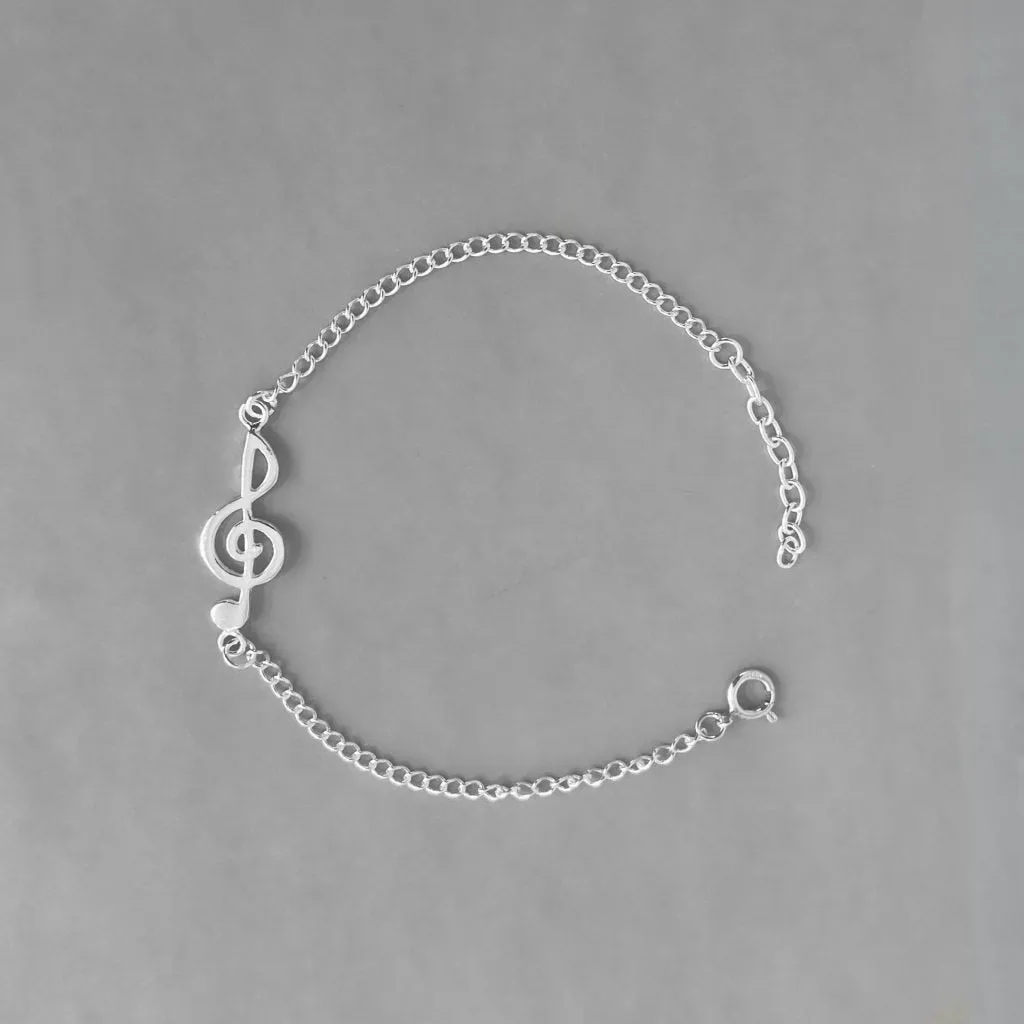Children's and Teens' Bracelets:  Sterling Silver Treble Clef Bracelet