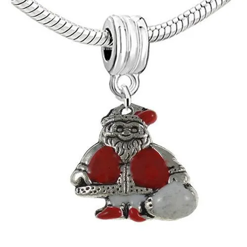 Christmas Santa Claus Dangle Charm European Bead Compatible for Most European Snake Chain Bracelet