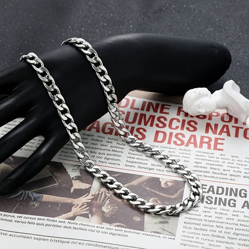 Chunky Cuban Link Chain Necklace Punk Stainless Steel Chain Necklace