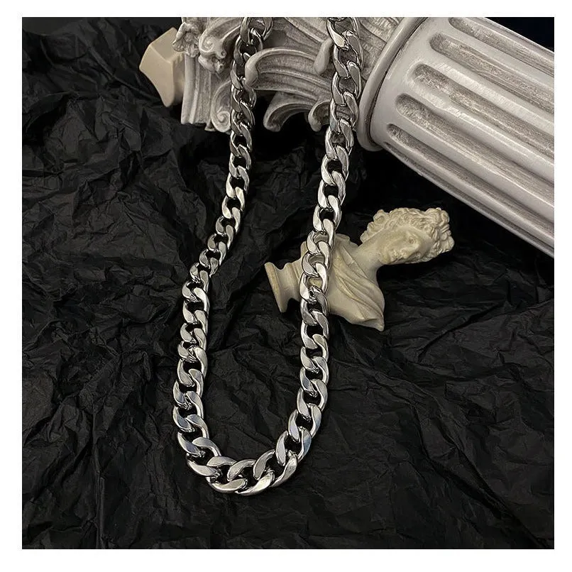 Chunky Cuban Link Chain Necklace Punk Stainless Steel Chain Necklace