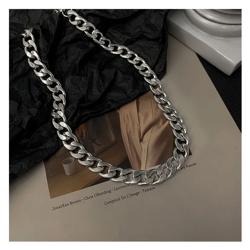 Chunky Cuban Link Chain Necklace Punk Stainless Steel Chain Necklace