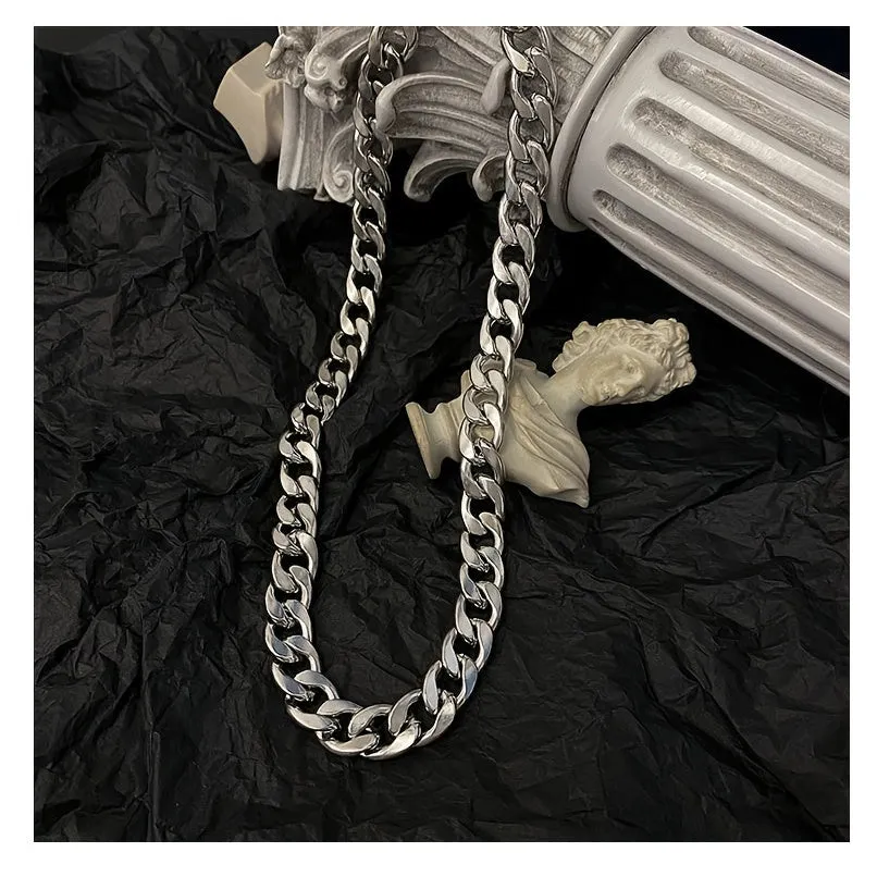 Chunky Cuban Link Chain Necklace Punk Stainless Steel Chain Necklace
