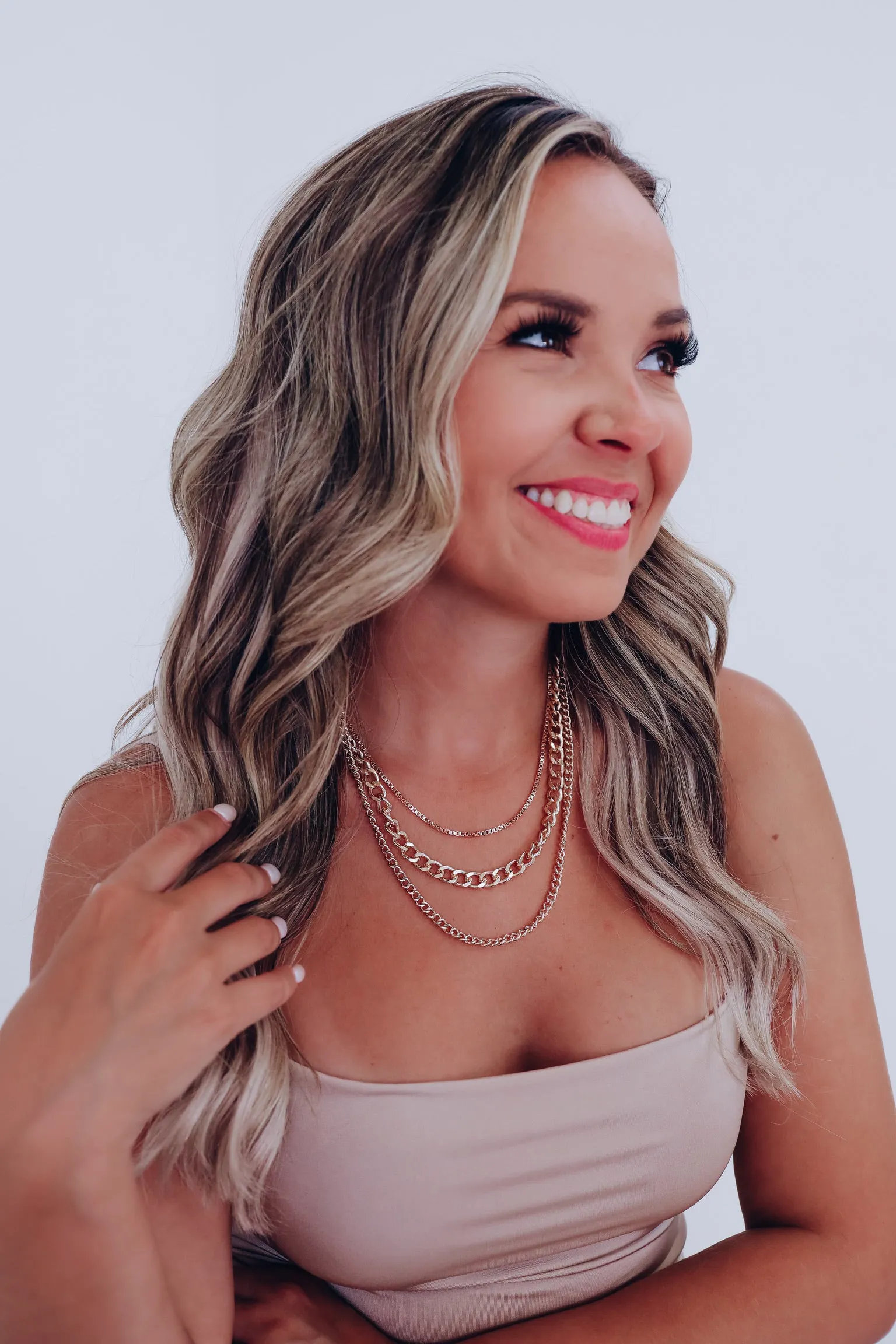 Chunky Curb Chain Layered Necklace & Earring Set - Gold