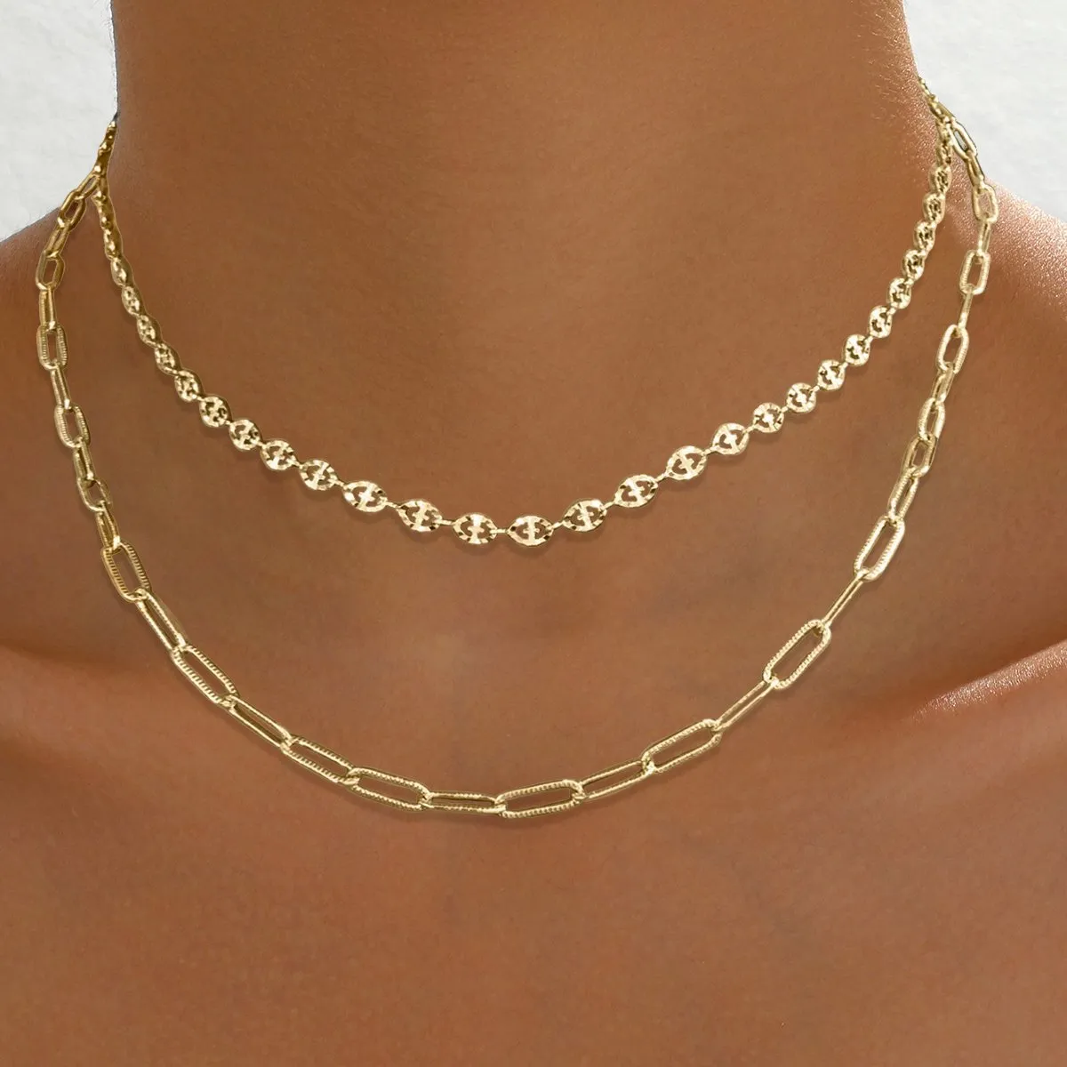 Chunky Gold Necklace For Women Layered Gold Cuban Link Chain Choker Necklace
