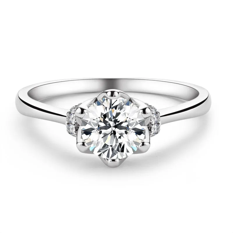 Classic Round Cut Moissanite Diamond Love Solitaire Ring