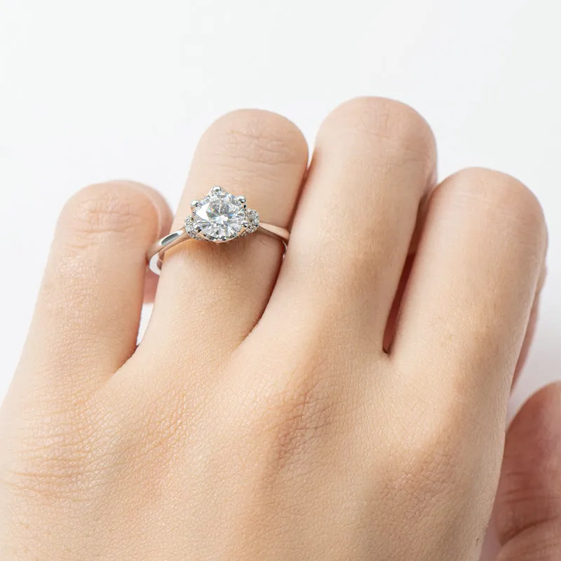 Classic Round Cut Moissanite Diamond Love Solitaire Ring