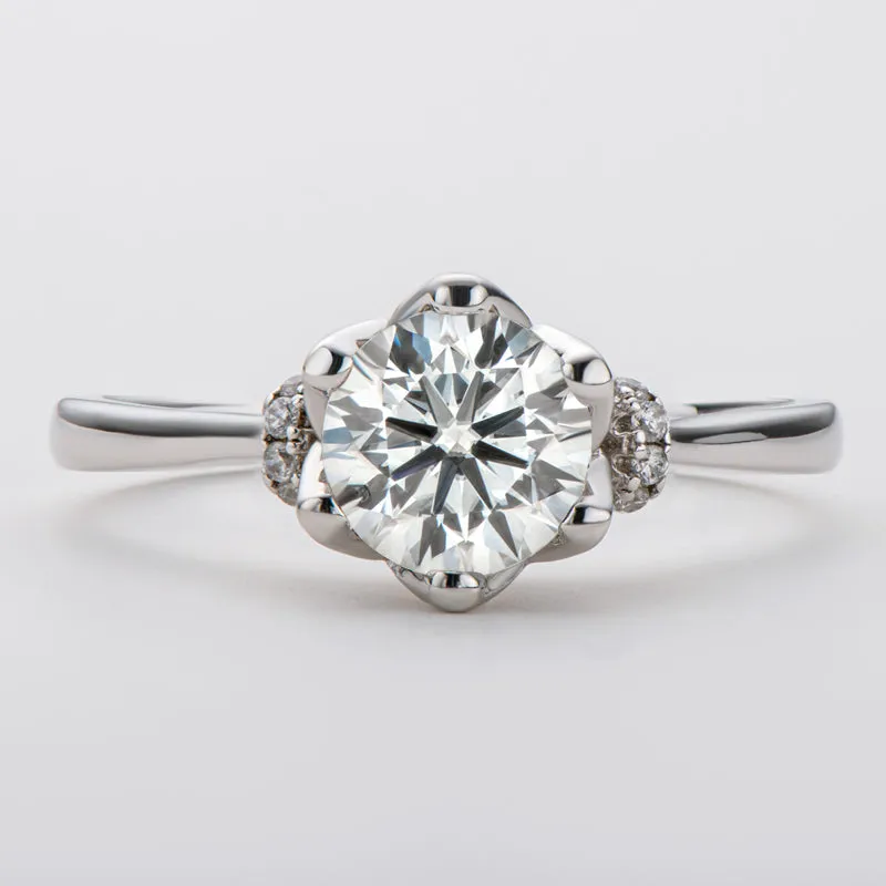 Classic Round Cut Moissanite Diamond Love Solitaire Ring