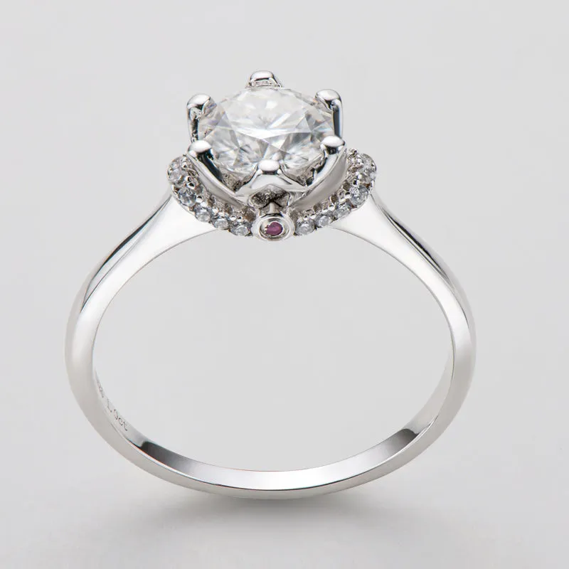 Classic Round Cut Moissanite Diamond Love Solitaire Ring