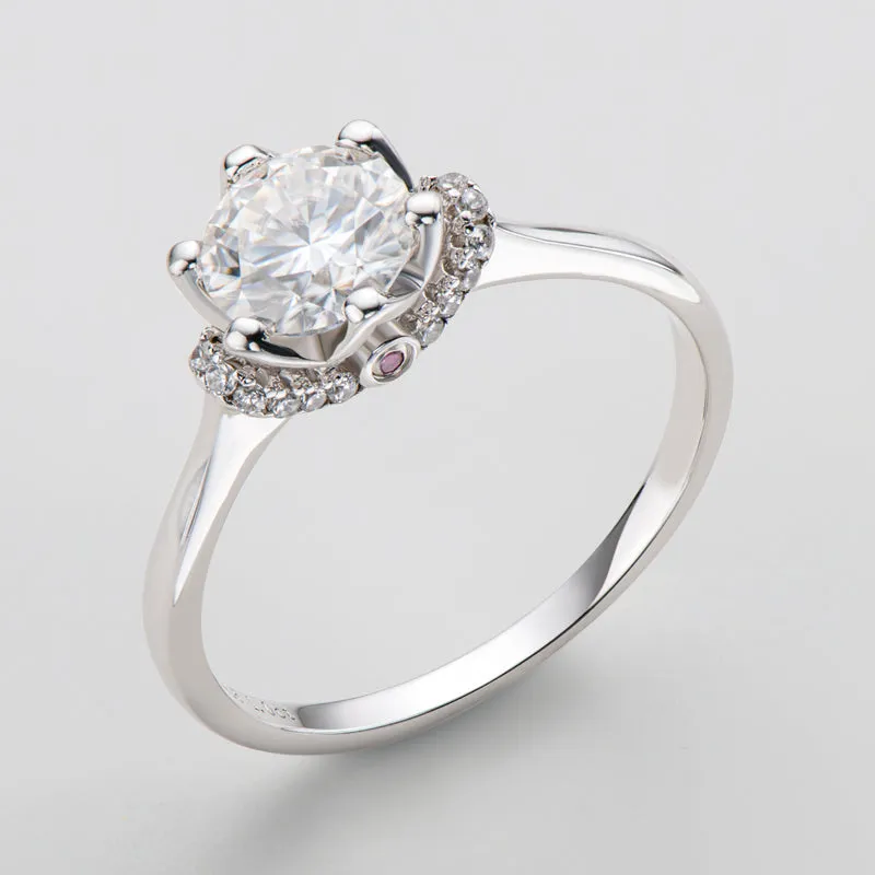 Classic Round Cut Moissanite Diamond Love Solitaire Ring