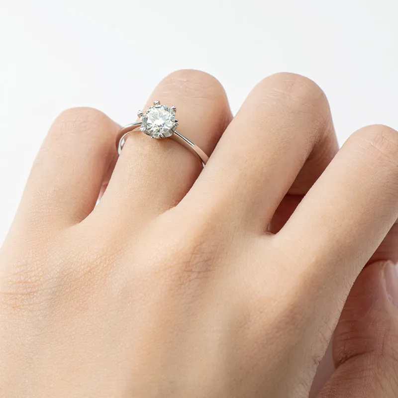 Classic Round Cut Moissanite Diamond Solitaire Ring
