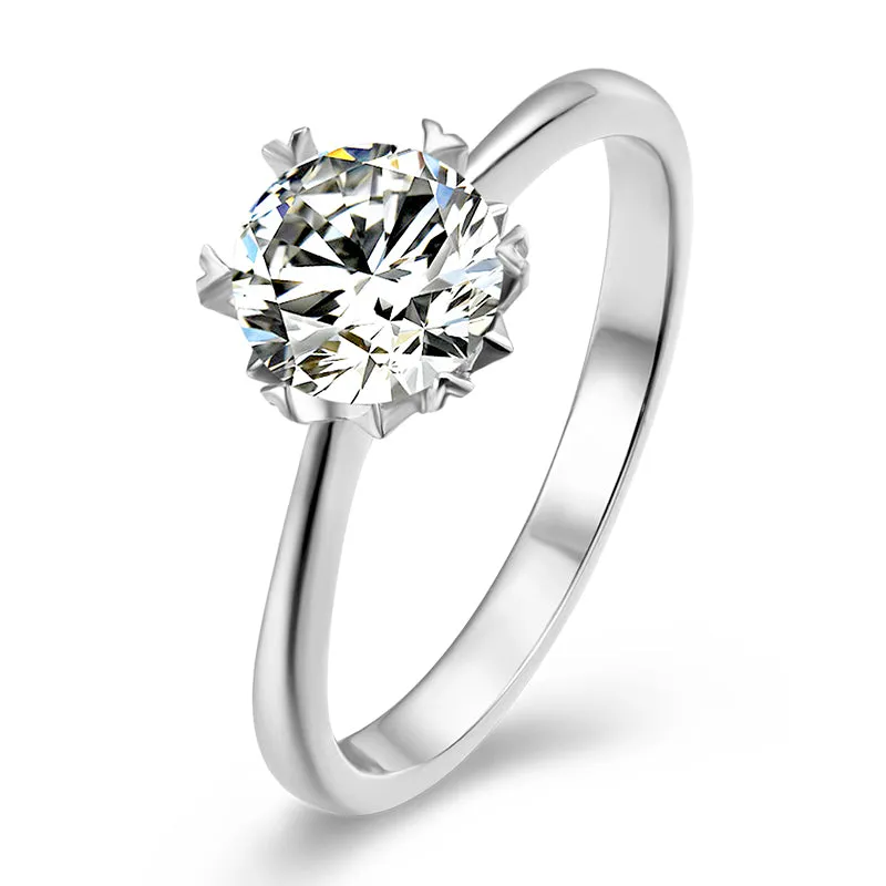 Classic Round Cut Moissanite Diamond Solitaire Ring