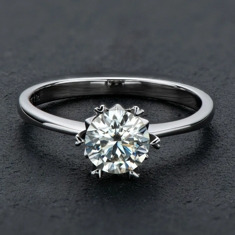 Classic Round Cut Moissanite Diamond Solitaire Ring