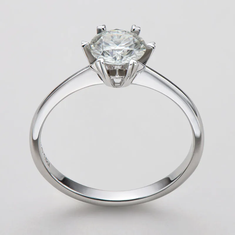 Classic Round Cut Moissanite Diamond Solitaire Ring